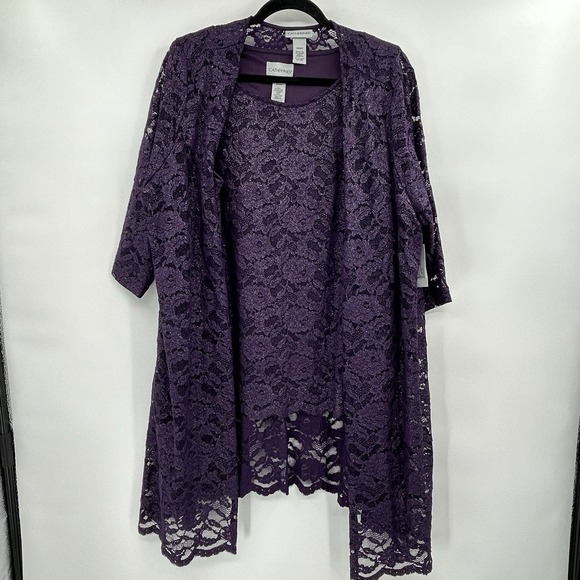 Catherines Lace Tank and Duster Set Size 22WP Purple Mature Feminine Romantic - Picture 4 of 16